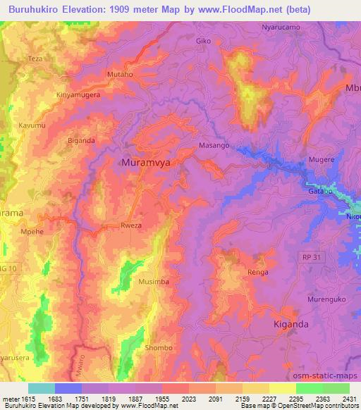 Buruhukiro,Burundi Elevation Map