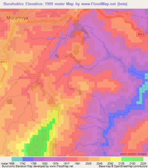 Buruhukiro,Burundi Elevation Map