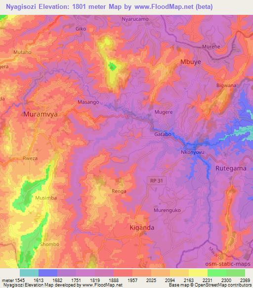 Nyagisozi,Burundi Elevation Map