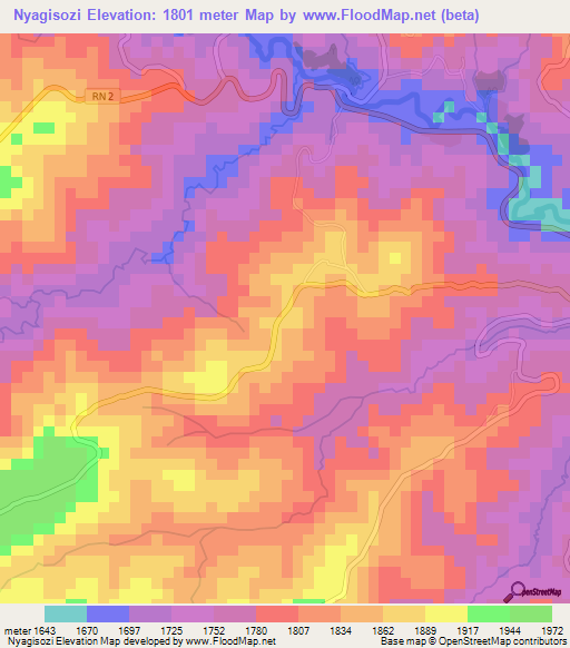 Nyagisozi,Burundi Elevation Map