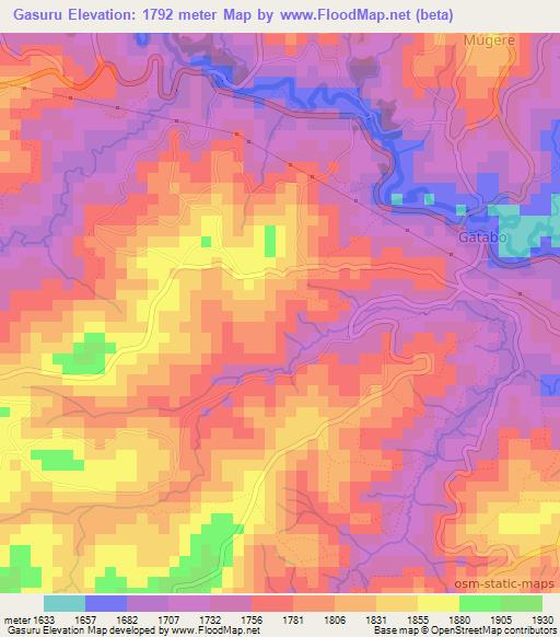 Gasuru,Burundi Elevation Map