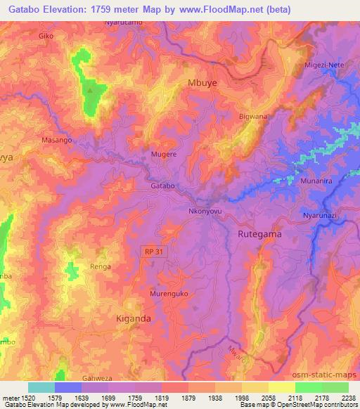 Gatabo,Burundi Elevation Map
