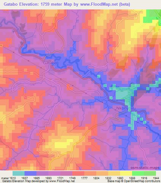 Gatabo,Burundi Elevation Map