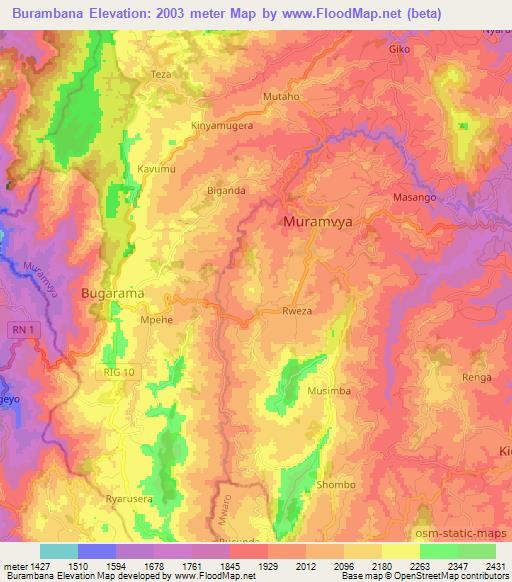 Burambana,Burundi Elevation Map
