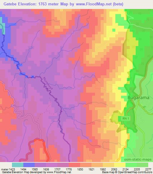 Gatebe,Burundi Elevation Map