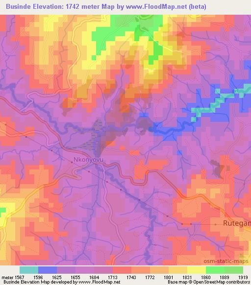 Businde,Burundi Elevation Map