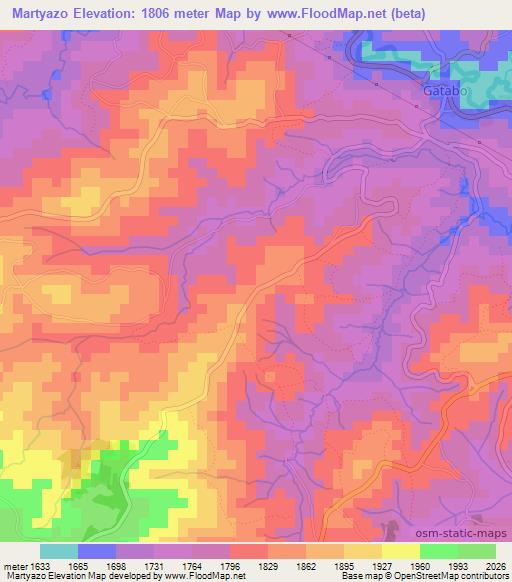 Martyazo,Burundi Elevation Map