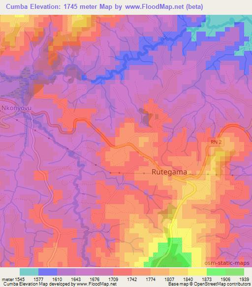 Cumba,Burundi Elevation Map