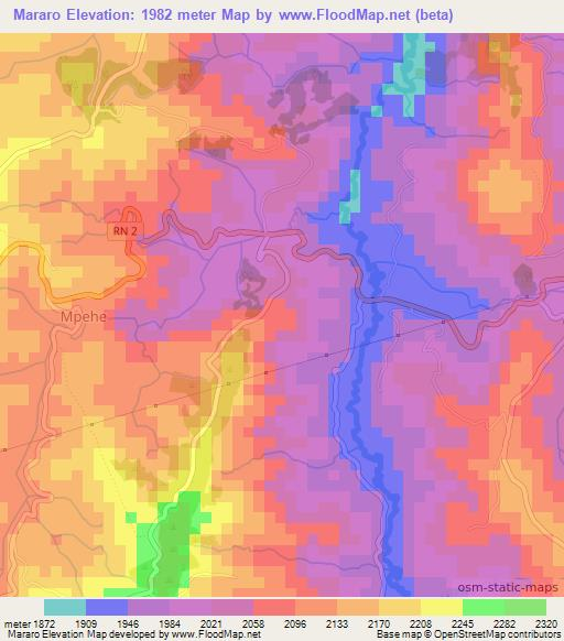 Mararo,Burundi Elevation Map