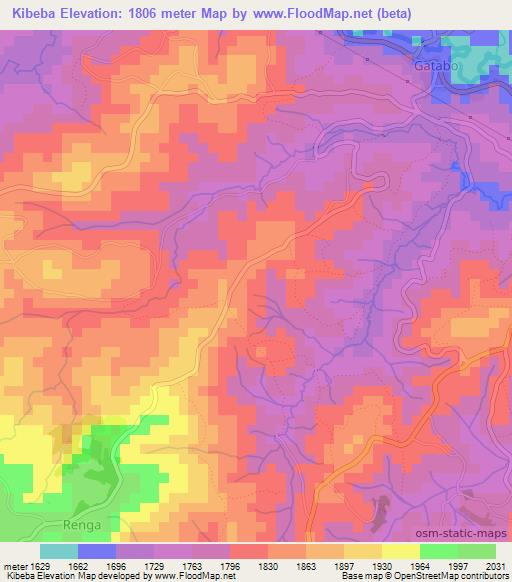 Kibeba,Burundi Elevation Map