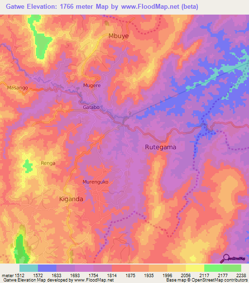 Gatwe,Burundi Elevation Map