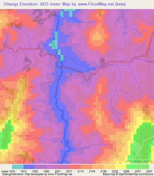 Gitanga,Burundi Elevation Map
