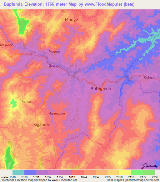 Bupfunda,Burundi Elevation Map