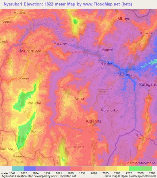 Nyarubari,Burundi Elevation Map