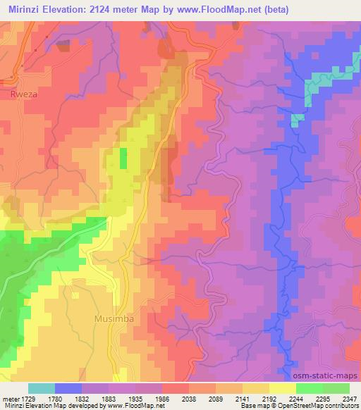 Mirinzi,Burundi Elevation Map