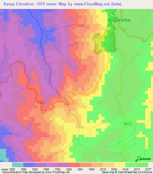 Kavya,Burundi Elevation Map