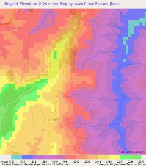 Kinyami,Burundi Elevation Map
