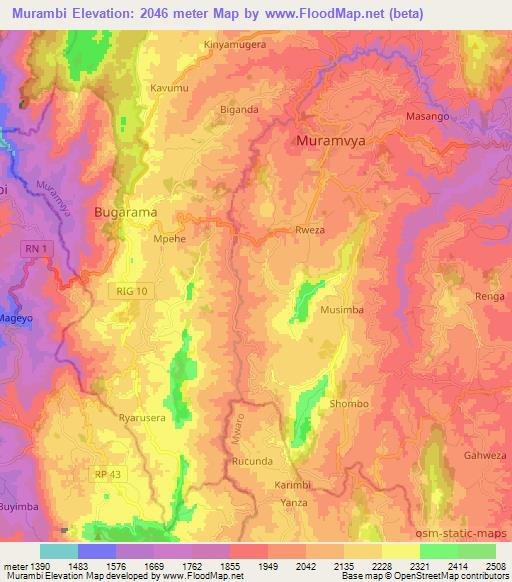 Murambi,Burundi Elevation Map