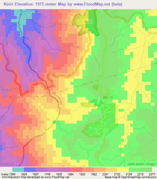 Kiriri,Burundi Elevation Map