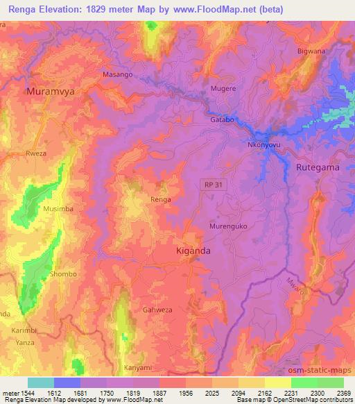 Renga,Burundi Elevation Map
