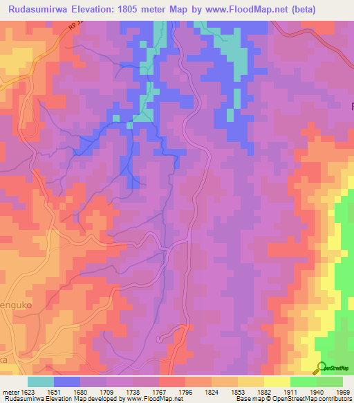 Rudasumirwa,Burundi Elevation Map