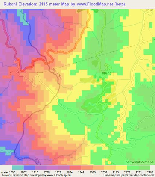 Rukoni,Burundi Elevation Map