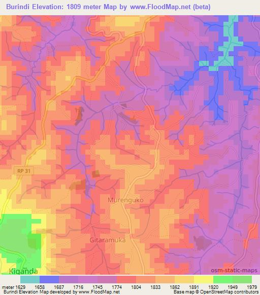 Burindi,Burundi Elevation Map