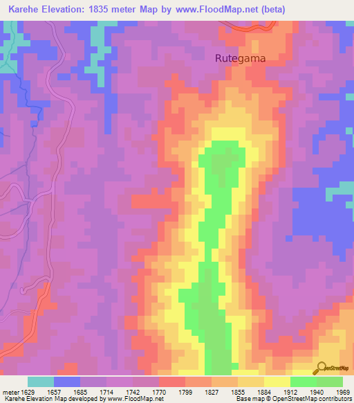 Karehe,Burundi Elevation Map