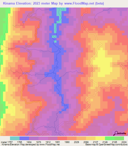 Kinama,Burundi Elevation Map