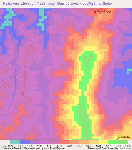 Nyarukere,Burundi Elevation Map