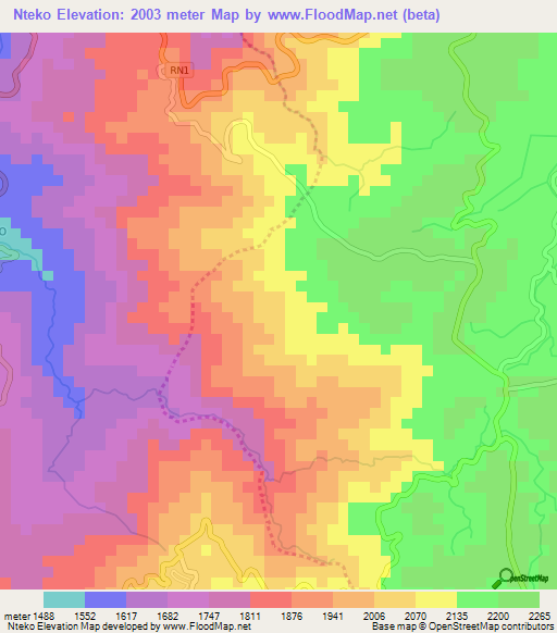 Nteko,Burundi Elevation Map