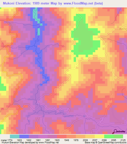 Mukoni,Burundi Elevation Map