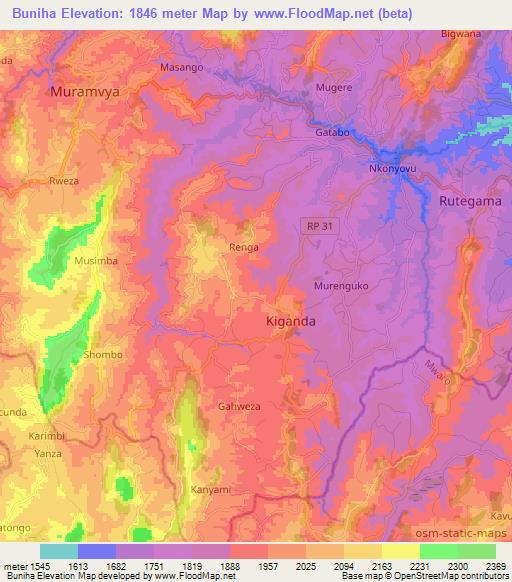 Buniha,Burundi Elevation Map