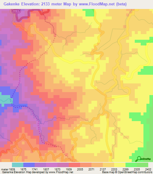 Gakenke,Burundi Elevation Map