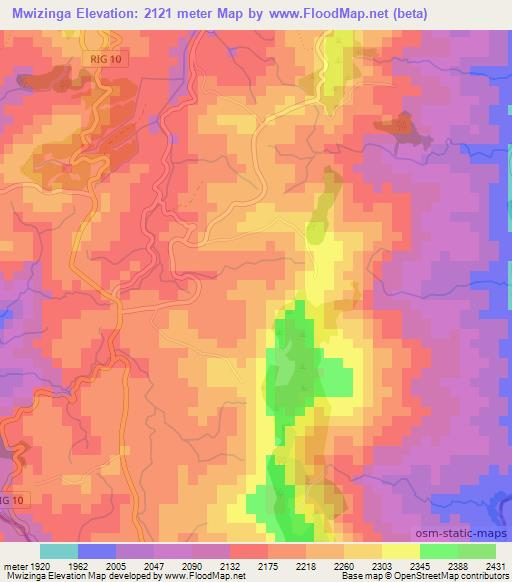 Mwizinga,Burundi Elevation Map
