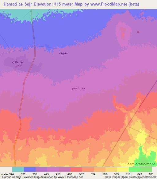 Hamad as Sajr,Syria Elevation Map