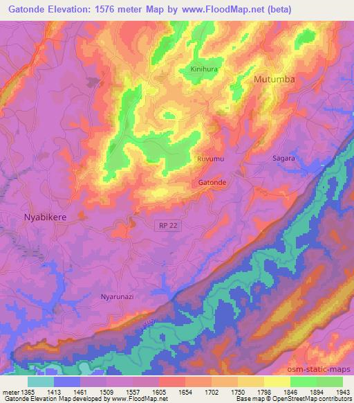 Gatonde,Burundi Elevation Map