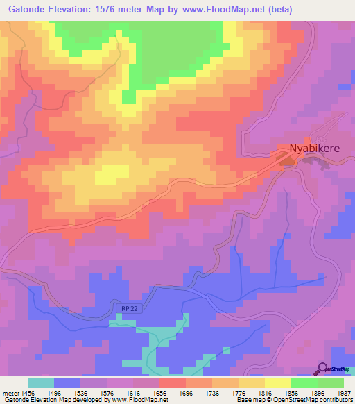 Gatonde,Burundi Elevation Map