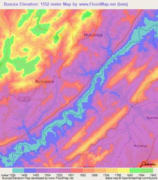Busoza,Burundi Elevation Map