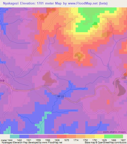 Nyakagezi,Burundi Elevation Map