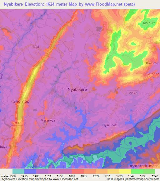 Nyabikere,Burundi Elevation Map
