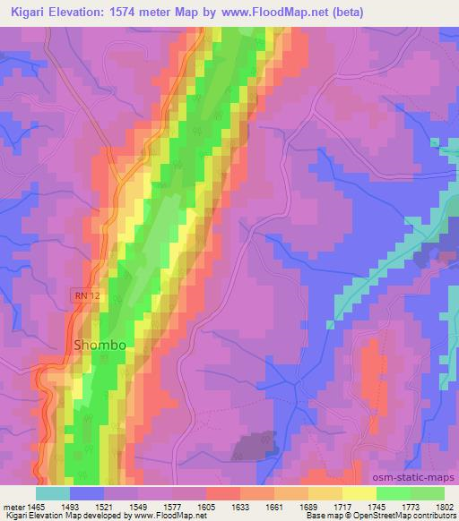 Kigari,Burundi Elevation Map