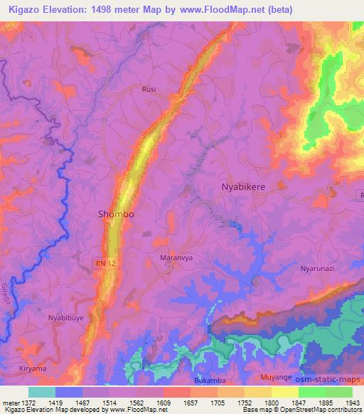 Kigazo,Burundi Elevation Map