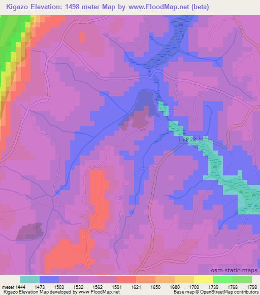Kigazo,Burundi Elevation Map