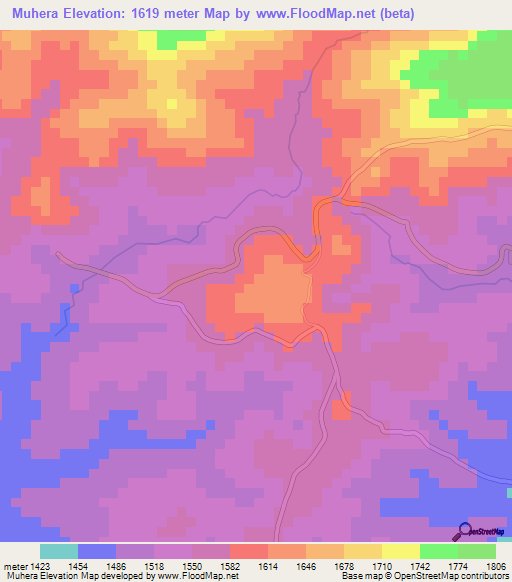 Muhera,Burundi Elevation Map