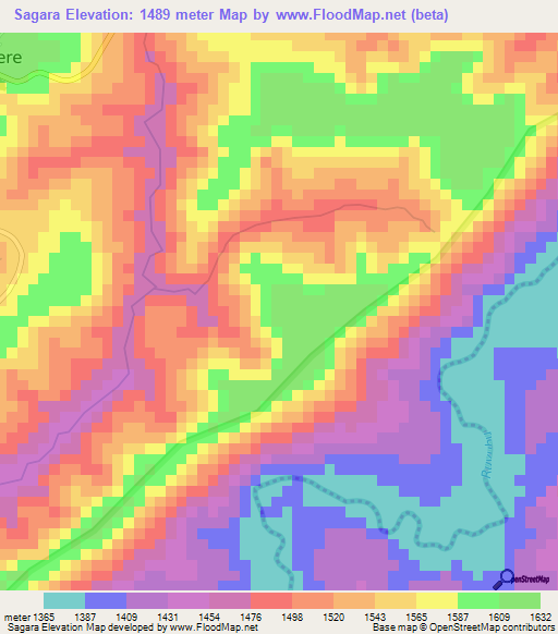 Sagara,Burundi Elevation Map