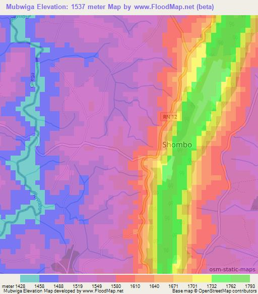 Mubwiga,Burundi Elevation Map