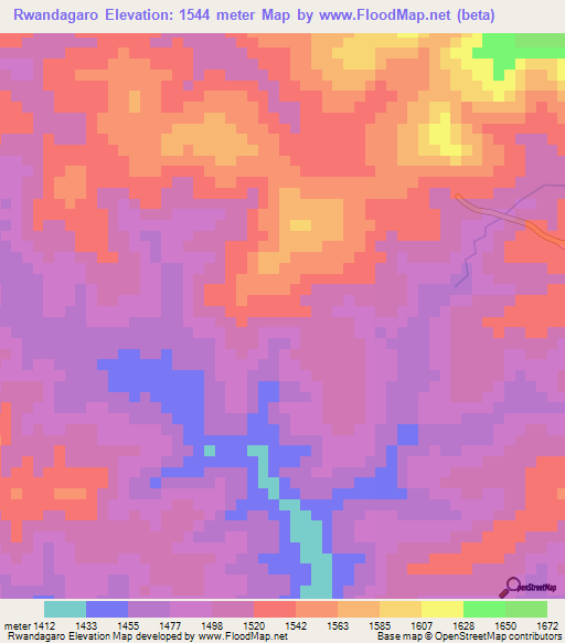 Rwandagaro,Burundi Elevation Map