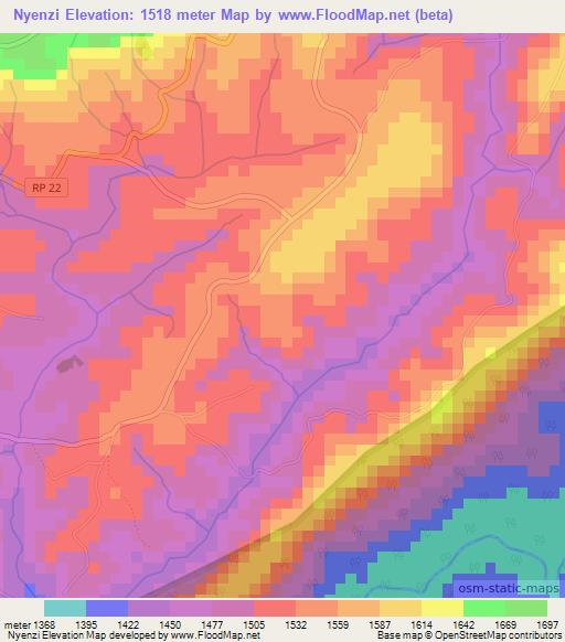 Nyenzi,Burundi Elevation Map