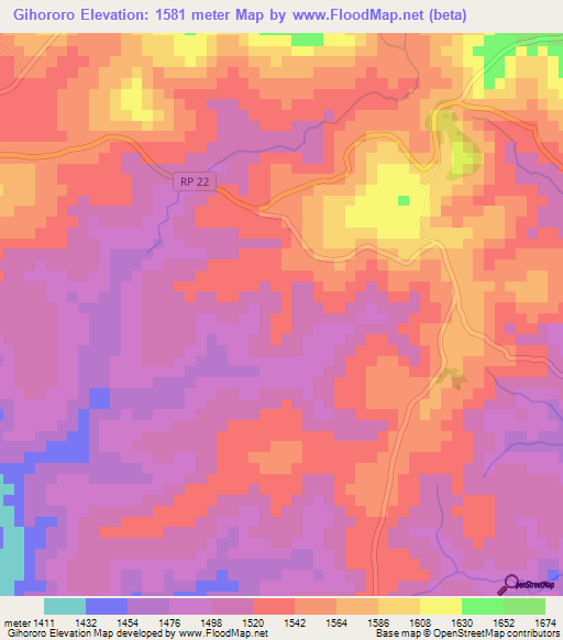 Gihororo,Burundi Elevation Map